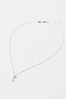 Oliver Bonas Silver Tone Birdie Cubic Zirconia Flower Charm & Pearl Drop Pendant Necklace