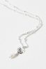 Oliver Bonas Silver Tone Birdie Cubic Zirconia Flower Charm & Pearl Drop Pendant Necklace