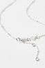 Oliver Bonas Silver Tone Birdie Cubic Zirconia Flower Charm & Pearl Drop Pendant Necklace