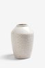 White Tile Embossed Large Ceramic Vase