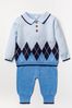 Rock-A-Bye Baby Boutique Blue Knitted Two-Piece Top and Trousers Set