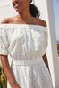 White Broderie Off Shoulder Summer Dress