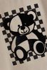 Neutral Cement Checkerboard Bear Short Sleeve Character T-Shirt (3mths-7yrs)