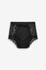 Black High Rise Microfibre And Lace Knickers