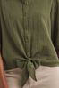 JD Williams Khaki Green Cheesecloth Tie Front Shirt