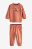 Calvin Klein Jeans Newborn Orange Monogram Logo Sweatshirt Set