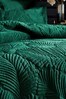Paoletti Emerald Green Palmeria Quilted Velvet Duvet Cover and Oxford Border Pillowcase Set