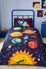 Catherine Lansfield Blue Happy Space Easy Care Duvet Cover and Pillowcase Set
