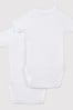 Petit Bateau White Iconic Rib Short Sleeve Bodysuits Two Pack