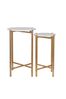 Pacific Antique Gold Metal And Marble Set Of 2 Folding Tables