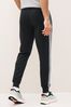 adidas Black Sportswear Essentials Fleece Tapered Cuff 3-Stripes Joggers