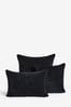 Black Soft Velour Large Square Cushion