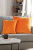 Orange Soft Velour Large Square Cushion