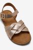 Rose Gold Standard Fit (F) Premium Woven Leather Sandals