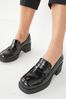 Black Chunky Heel Loafers