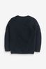 Navy Without Stag Textured Crew Jumper (3-16yrs)