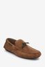 Tan Suede Slip-On Driver Loafers