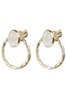 Oliver Bonas White Hythe Oval Stone And Textured Detail Gold Plated Stud Earrings