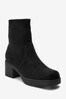 Black Forever Comfort Block Heel Sock Boots