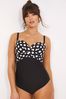 Figleaves Black Spot Tailor Underwired Tummy Control Longer Length Swimsuit