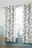 Catherine Lansfield Grey Retro Circles Lined Eyelet Curtains
