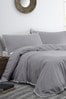 Signature Slate Grey Lynton Pom Pom Embellished Duvet Cover and Pillowcase Set