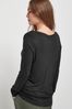 Black Slouch V-Neck Long Sleeve T-Shirt