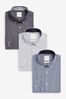 Navy Blue White Print Check Slim Fit Single Cuff Shirts 3 Pack