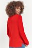 Red High Neck Long Sleeve Top