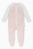 MORI Blush Pink Stripe Raglan Sleeve Zip-Up Sleepsuit