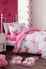 Catherine Lansfield Pink Butterfly Lined Eyelet Curtains