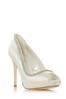 Dune London Charmed Ivory Satin Diamante Peep Toe Platform Wedding Shoes