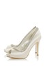 Dune London Charmed Ivory Satin Diamante Peep Toe Platform Wedding Shoes