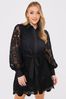 In The Style Black Jac Jossa Lace Belted Shirt Dress