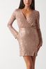 Pretty Lavish Brown Dulcie Mini Wrap Sequin Weitzmans Dress