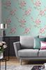Catherine Lansfield Teal Blue Canterbury Floral Wallpaper Wallpaper