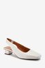 Bone Extra Wide Fit Leather Slingback Block Heel Shoes