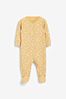Yellow/Cream 5 Pack Printed Baby Sleepsuits (0mths-3yrs)