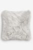 Silver Grey Arctic Cosy Faux Fur Square Cushion