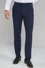 Navy Blue Tailored Fit Machine Washable Plain Front Trousers
