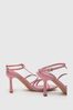 Schuh Pink Faffy T-Bar Square Toe High Heel Sandals