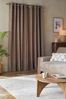 Mink Brown Heavyweight Chenille Eyelet Lined Curtains