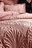 Paoletti Blush Pink Palmeria Quilted Velvet Duvet Cover and Oxford Border Pillowcase Set