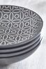 Charcoal Grey Geo Embossed Set of 4 Pasta Bowls
