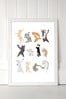 White Dancing Cats by Hanna Melin Framed Print