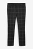 Black Tailored Fit Trimmed Check Suit: Trousers