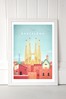 White Visit Barcelona by Henry Rivers Framed Print