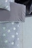 Grey Glow In The Dark Fleece Stars Duvet Cover and Pillowcase Set