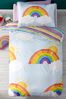 Blue Bright Rainbow Reversible Duvet Cover And Pillowcase Set