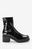 Black Patent Forever Comfort Block Heel Sock Boots